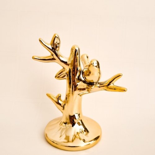 Figura Pájaro Rama Dorada 12cm