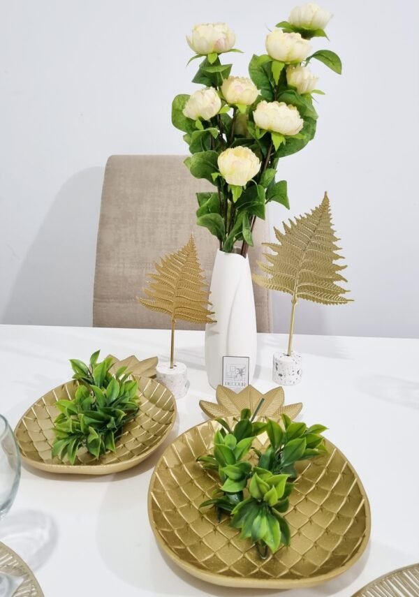 Centro de Mesa Madera Bandeja Piña Dorada Set x 2