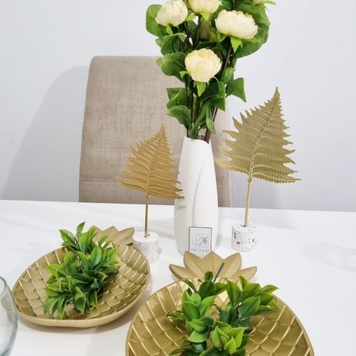 Centro de Mesa Madera Bandeja Piña Dorada Set x 2