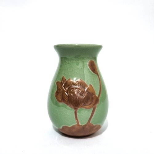 Florero Craquelado Verde Tallo 10cm