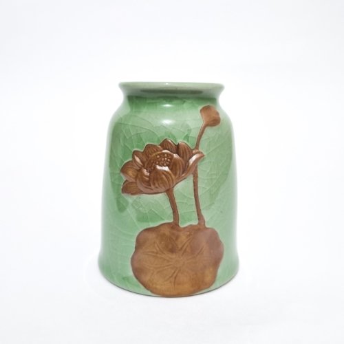 Florero Craquelado Verde Boca 10cm