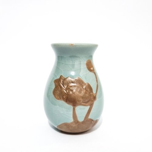 Florero Craquelado Azul Tallo 10cm