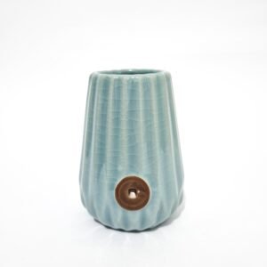 Florero Craquelado Azul Botón 10cm