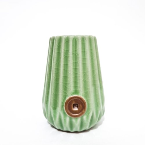 Florero Craquelado Verde Botón 10cm