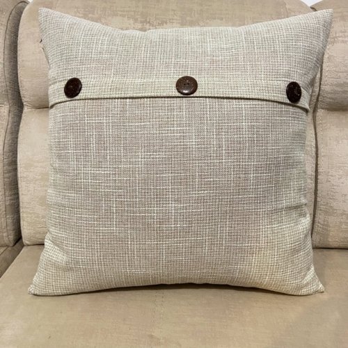 Funda Cojin Cinta Botones Capuchino 45x45cm