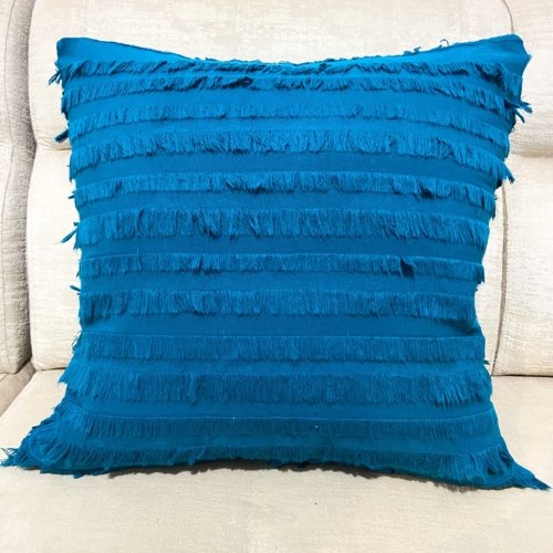 Funda Cojin Azul Flecos 45x45cm