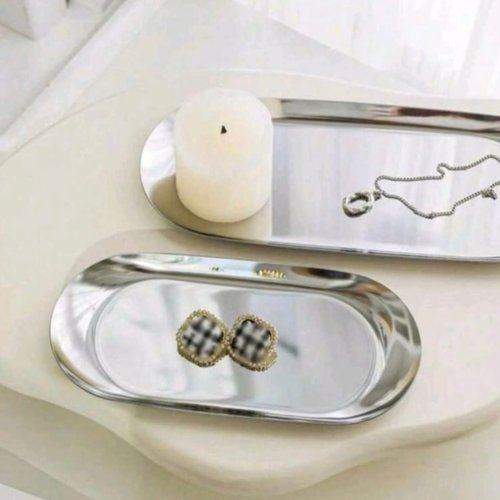 Bandeja Acero Plateada 26X11 cm