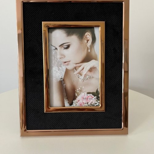 Portarretrato Nata Negro Borde Metal Cobre 10×15 cm